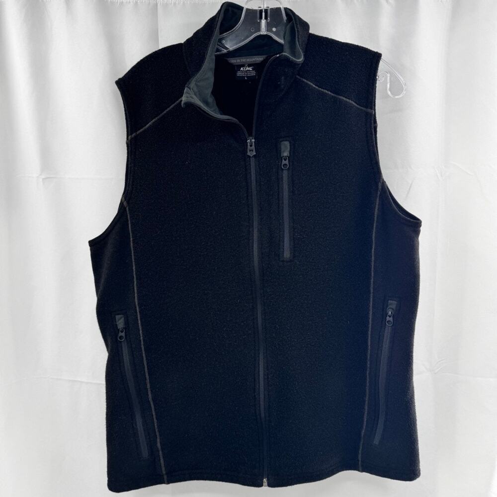 Kuhl Interceptr Vest Men Sz L Black Alfpaca Fleece Full Zip Outdoor Hiking